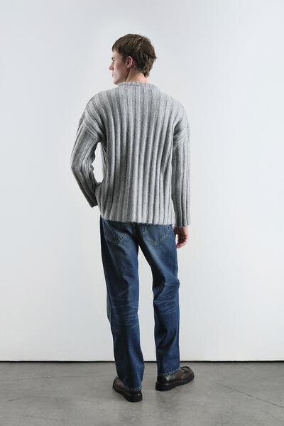 GIESTO Thick Twill Wool Gray Sweater