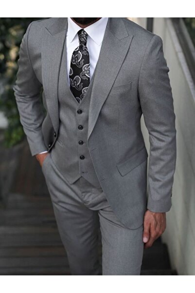 ilayda emir İTALYAN KESİM ERKEK GRİ TAKIM ELBİSE YELEKLİ