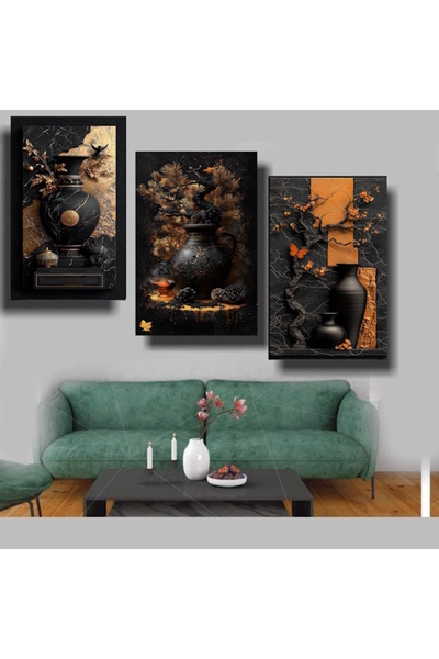 özkacar 3 LÜ TASARIM VAZO ÇİÇEK Ev Duvar Salon Güzellik Salonu Ofis Dükkan De...