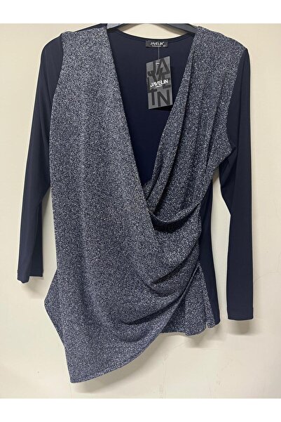 Javelin Collection Double Collar Navy Blue Silvery Bluse