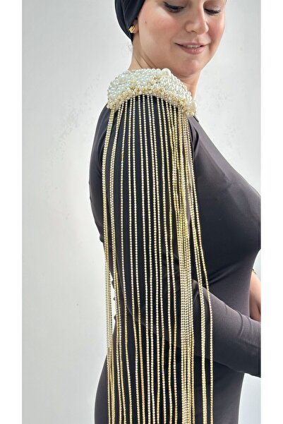 LALE STYLES El Işlemesi Püsküllü Çıkarılabilir Omuz Aksesuarı İnci Detayı 2’li Apolet