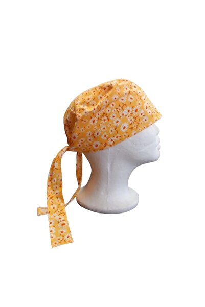 MariaCouture Yellow bonnet with flowers, Cotton, Universal size