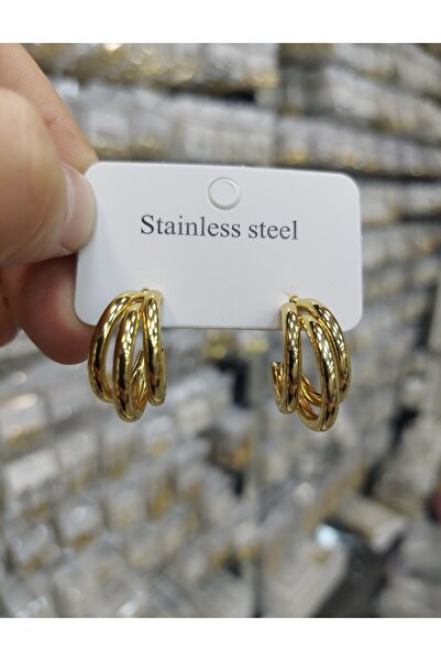 stainles steel Çelik gold küpe