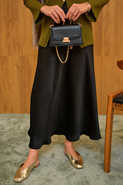 LOCCO Kadın Saten Etek Siyah