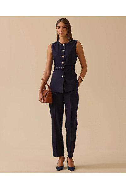 SEÇİL Belted Button Detailed Vest