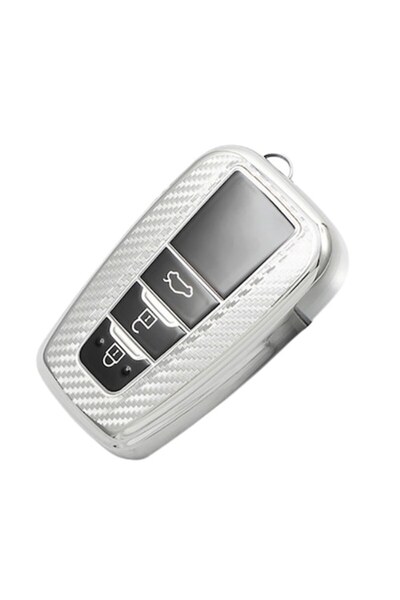 OEM Silver carbon key cover for Toyota Corolla Yaris CHR Rav4 Camry Prius Pra...