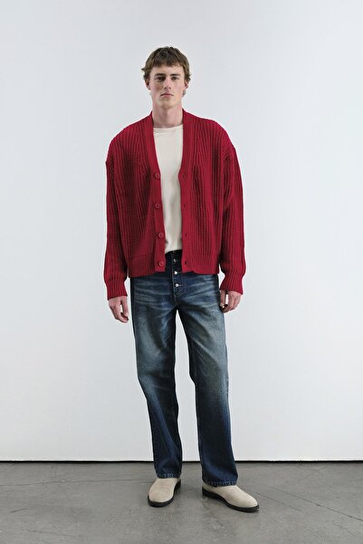 GIESTO سترة حمراء ذات ملمس أساسي