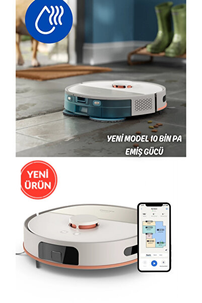 Philips Drmz En Güçlü Yeni Seri 5000 Serisi Islak Kuru Robot Süpürge, 10 BİN PA Emiş Gücü, Beyaz,Çift Silme