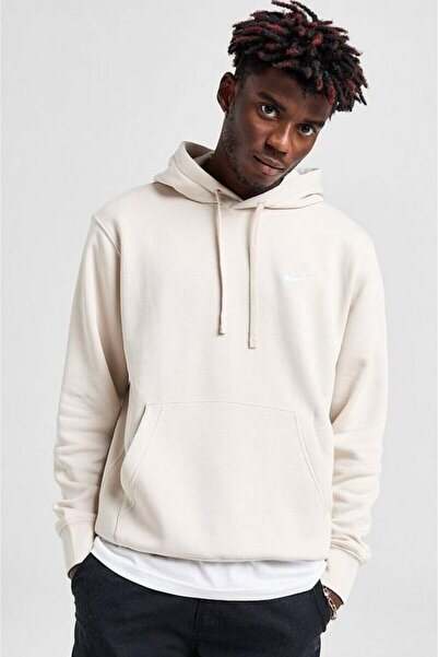 Nike Clup Fleece Pullover Bb Hoodie Embroidered Men's Cream Color Sweatshirt