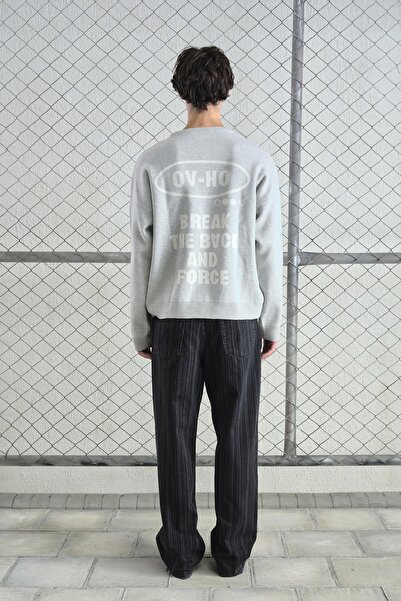 GIESTO Written Knitwear Gray Sweater