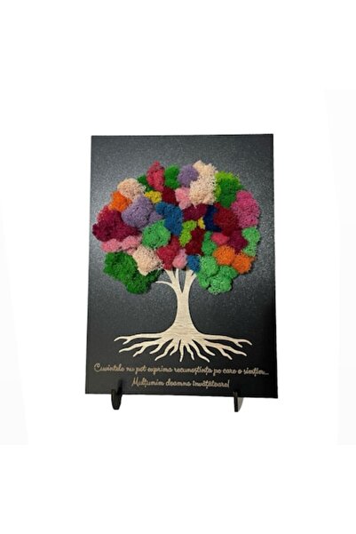 ALVAL Pictură decorativă cu mușchi stabilizat, gravată cu mesaj pentru profes...