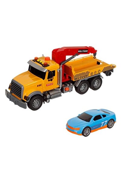ANTBRO Toy Vehicle Crane Truck with Platform, Sound and Lights, Yellow