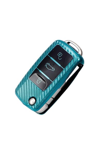 OEM Green Carbon Key Cover for VW, Skoda, SEAT Flip Key