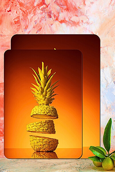 CONCEPT CAM Premium 2-Piece Tempered Glass Cutting Board 20X30 & 25X35 cm |   Pineapple Pattern Hygienic Kitchen Chopping Glass