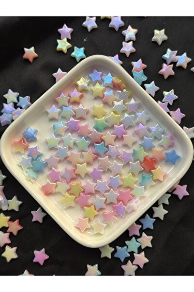 Bijumix Aksesuar 100 Adet Yıldız Boncuk – Janjanlı Pembe Mavi Turuncu Sarı 10,5 mm Aksesuar