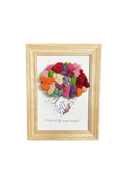 ALVAL Pictură decorativă cu mușchi stabilizat și mesajul „Vreți să fiți nașii...