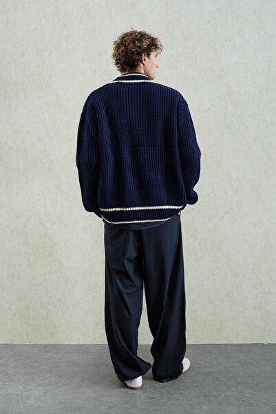 GIESTO Dark Blue Cardigan with Gold Buttons