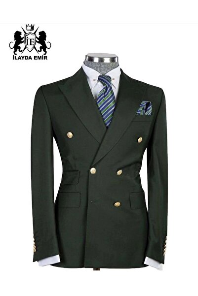 ilayda emir بدلة رجالية إيطالية الصنع بقصة كروفايز وجيوب مزدوجة باللون الأسود