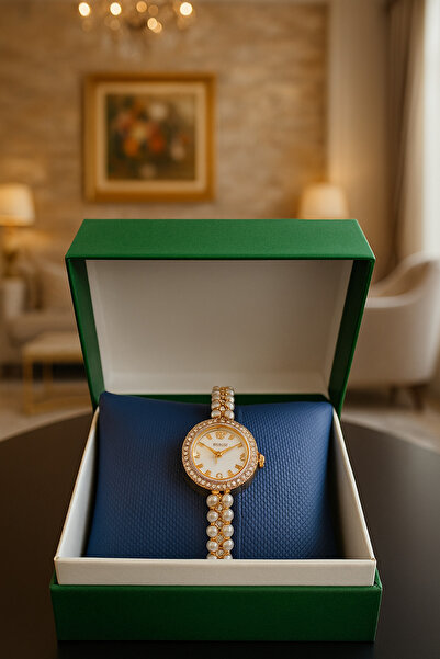 Silmaril Özel Kutulu İnci Kordon Çelik Kasa Kadın Trend Kol Saati