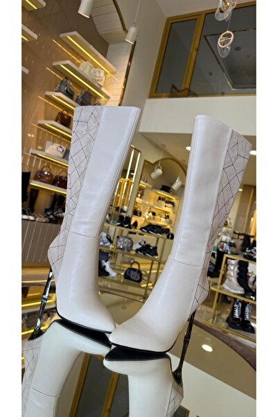 KRISTE BELL İthal Metal Topuk Cilt-Süet Taşlı Çizme -3003-