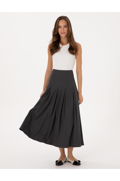 Pierre Cardin Antrasit A Kesim Dokuma Etek 50313659-VR006