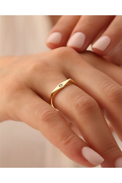 İNDİGO TAKI Kuzey Yıldızı 14 Ayar Altın Yüzük