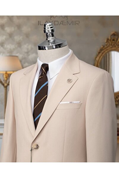 ilayda emir İTALYAN KESİM SLİM BLAZER ERKEK TAKIM ELBİSE KREM