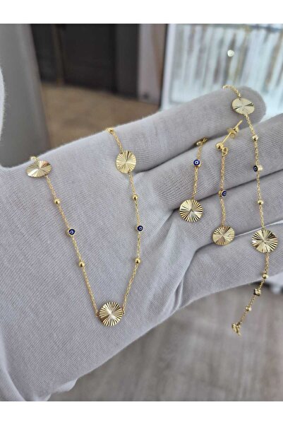Papatya Silver 925 Ayar kalemli disk takım set.nazar gözlü set.gözlü set.rose...
