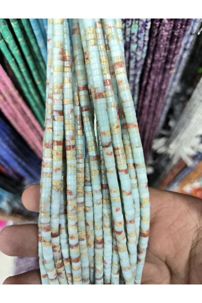 SESİKA HOBİ Orijinal Doğal Taş A Kalite Açık Mavi Desenli Varisit Silindir 2x...