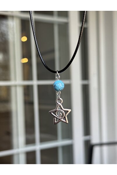 WhimsyWhite Natural Stone Spiral Star Rope Necklace, Handmade Natural Stone N...