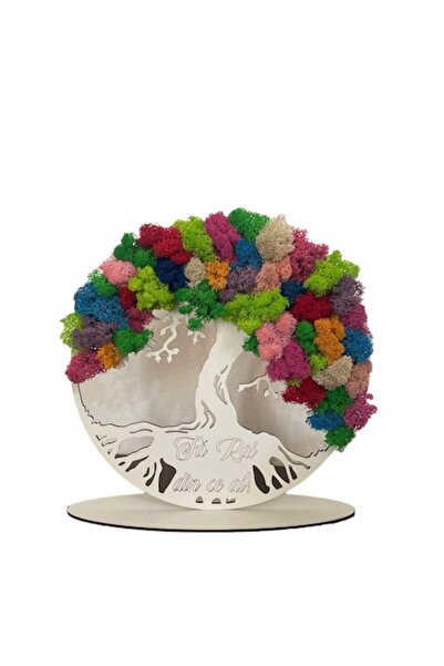 ALVAL Pictură Copacul Vieții cu Mușchi Stabilizat, Multicolor, 20 cm, Ramă Al...