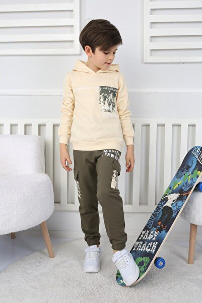 Genel Markalar İDEAL SEPET- ERKEK ÇOCUK EŞOFMAN TAKIMI İSOBGİV Dağ Desenli Kapşonlu %100 Pamuk 24054