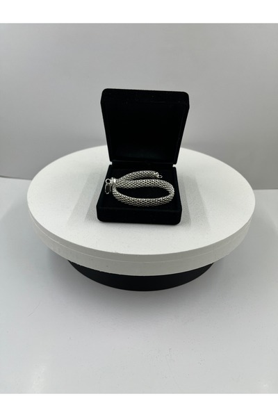 İKONİVE Unisex 925 Ayar Gümüş Sık Mısır Örgü Bileklik — Kutulu Gönderim, Hedi...