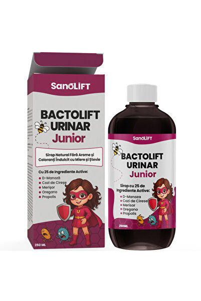 SanoLift Sirop Infectii Urinare Copii - Antiseptic Urinar Cu D-Manoza si 24 Extrase - BactoLift Urinar Junior