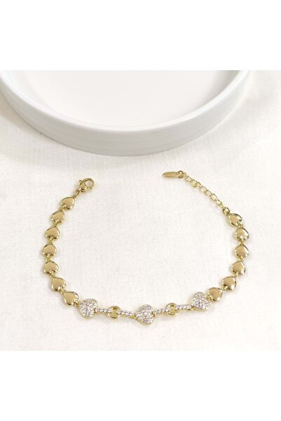 Güler Yüzlü Silver سوار قلب ذهبي من شوبينغ 17+3 سم