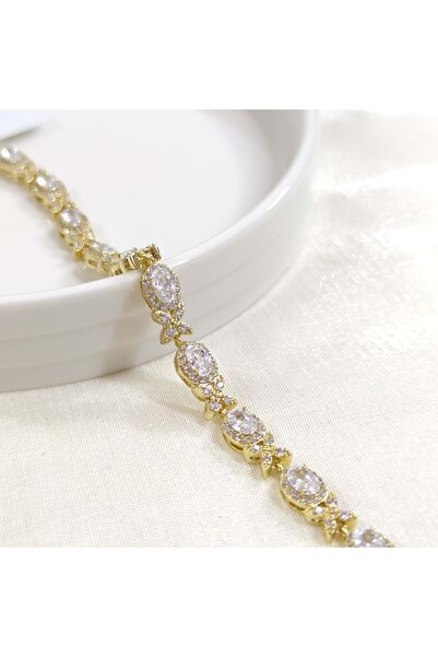 Güler Yüzlü Silver سوار شوبينغ بيضاوي الشكل مرصع بالأحجار الذهبية 17+2 سم
