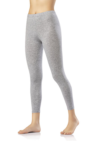 Bonnie Clyde Women's Long Cotton Combed Leggings-Straight Style Single Gray - Gray - Bcp1.Kot-4N00H0-Gri