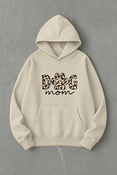 LORVEX سويت شيرت كبير الحجم مطبوع عليه Dog Mom Digital Front Print