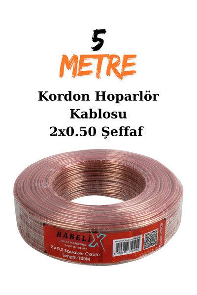 Rabelix Online Marketing 5 Metre Şeffaf 2x0,50 Hoparlör Ses Sitemi Kablosu - ...