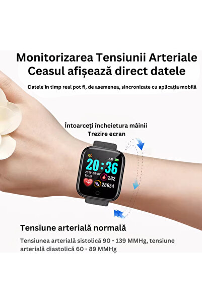 D&K WONDER Smartwatch și Brățară Fitness D&K ® Notificări, Puls, Somn, Muzică, Alb