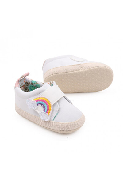 Superbaby Tenisi albi pentru fetite - Curcubeu