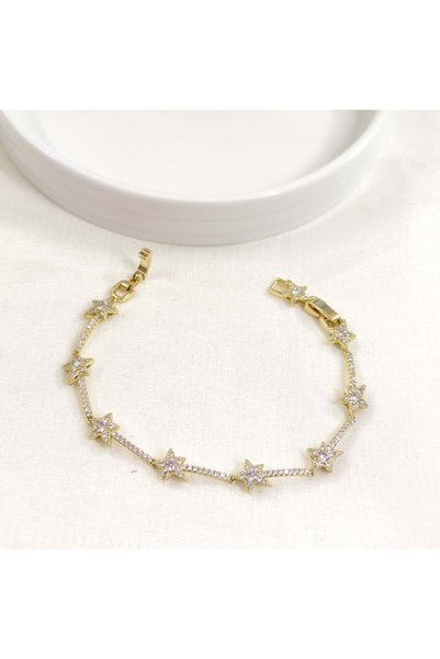 Güler Yüzlü Silver Xuping Sunpath Star Detail Bracelet Gold 17+2 cm