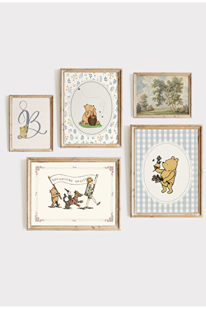Kids Vintage Çerçeveli Winnie the Pooh Poster Seti