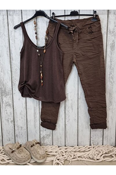 pudubutik Lycra Italian Trousers Brown