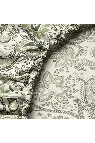 IKEA RODGERSIA Fitted Sheet – Green/White, 90x200 cm | Soft Cotton-Viscose Blend