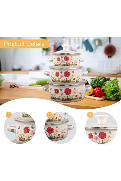 ELEGANT HOME 3-piece small enameled cookware set, 12/14/16 cm