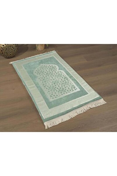 Chenille Memory foam prayer mat - Turquoise/Apple Green 65x115 cm