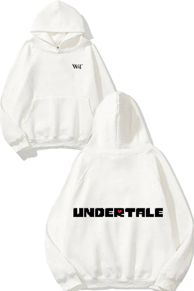 THEWERT Undertale Game 3 Design Hanorac alb cu glugă imprimat pe spate
