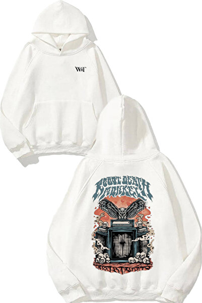 THEWERT Hanorac alb cu glugă cu imprimeu pe spate cu design Robot Death Monkey