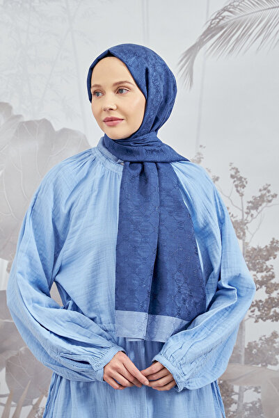 ARMANDA Zincir desenli Monogram Şal - İndigo